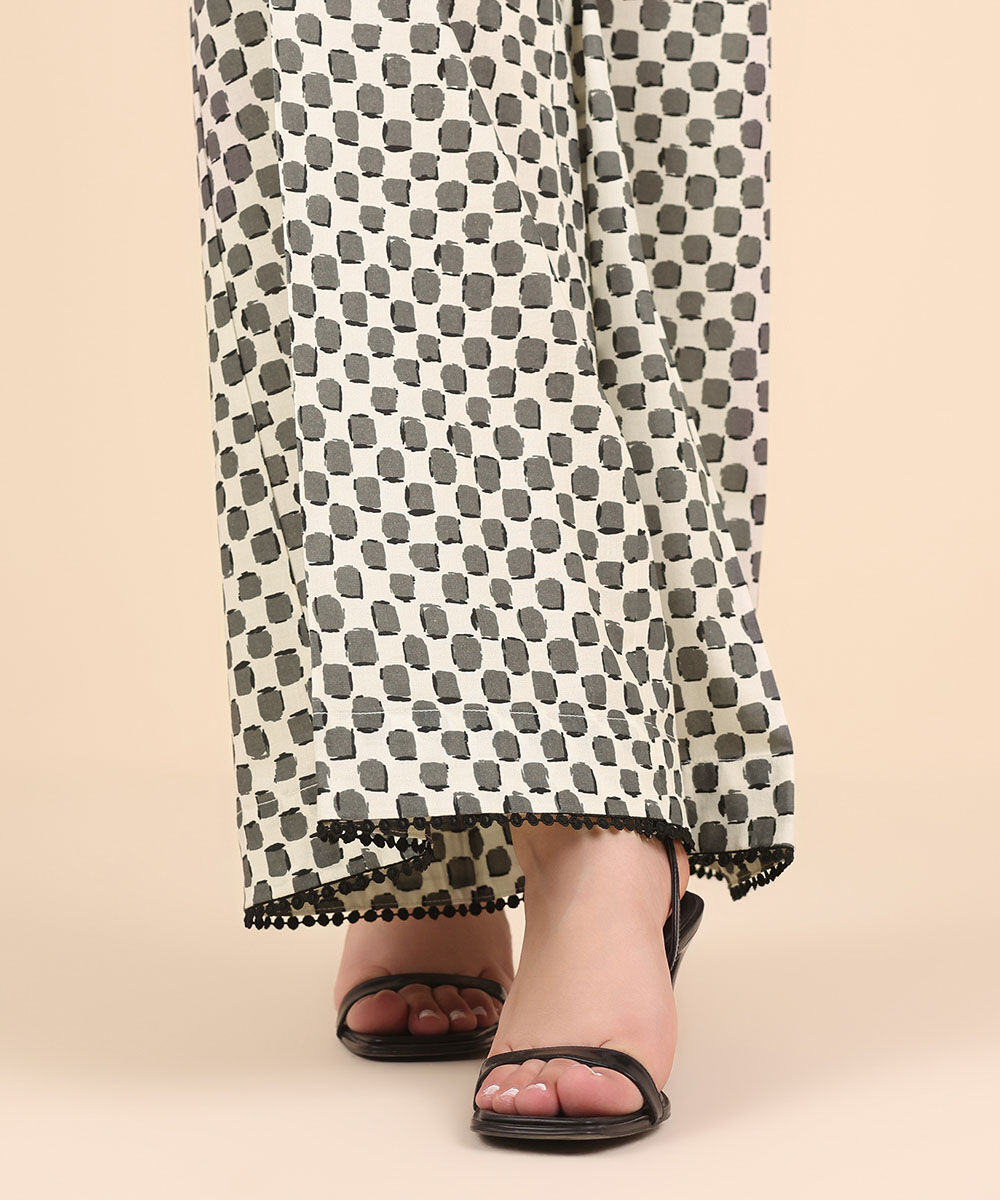 Women's Pret Cambric Black Printed Flared Pants