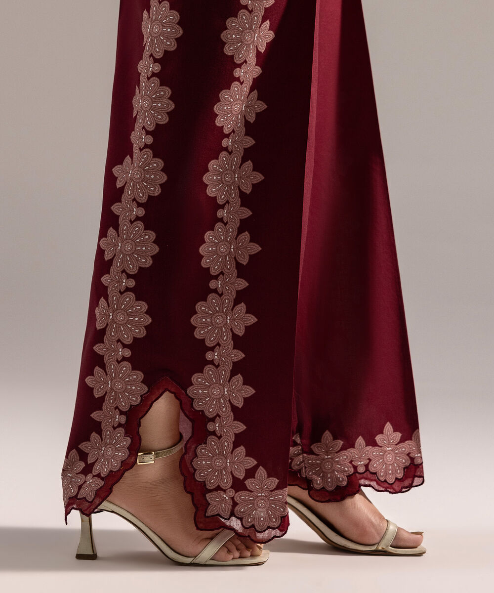 Women's RTW Cambric Printed Maroon Culottes