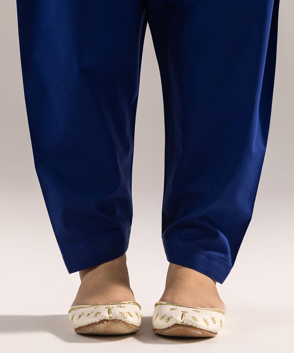 Women's RTW Cambric Solid Dark Blue Skinny Shalwar