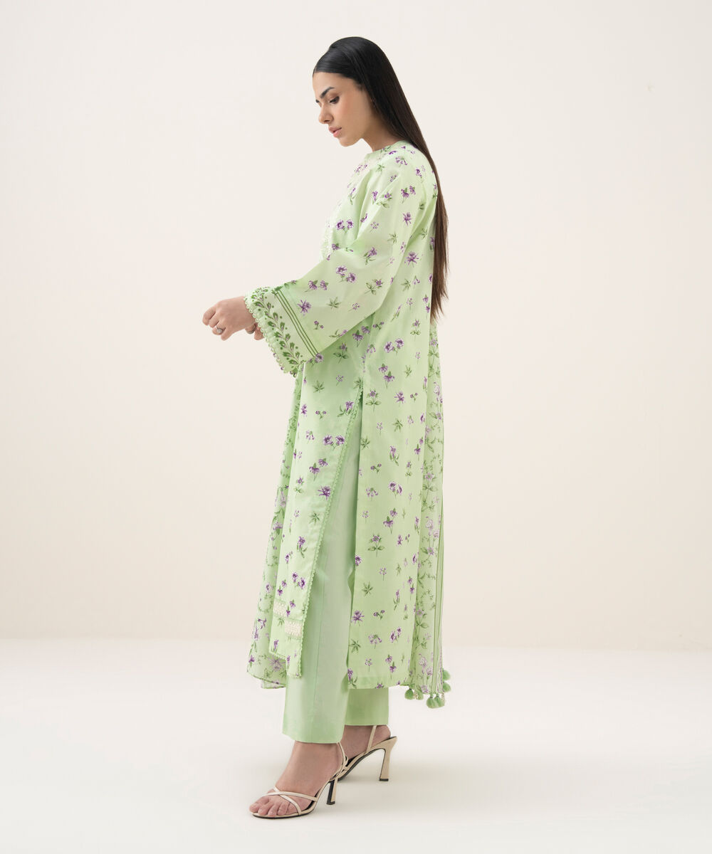 Women's Unstitched Lawn Embroidered Green 3 Piece Suit