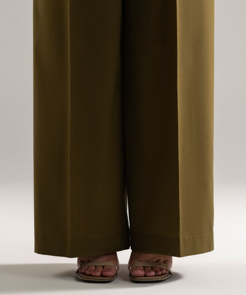 Women's RTW Cambric Solid Green Culottes