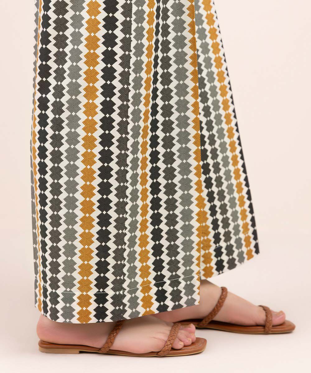 Women's Pret Cambric White Printed Culottes