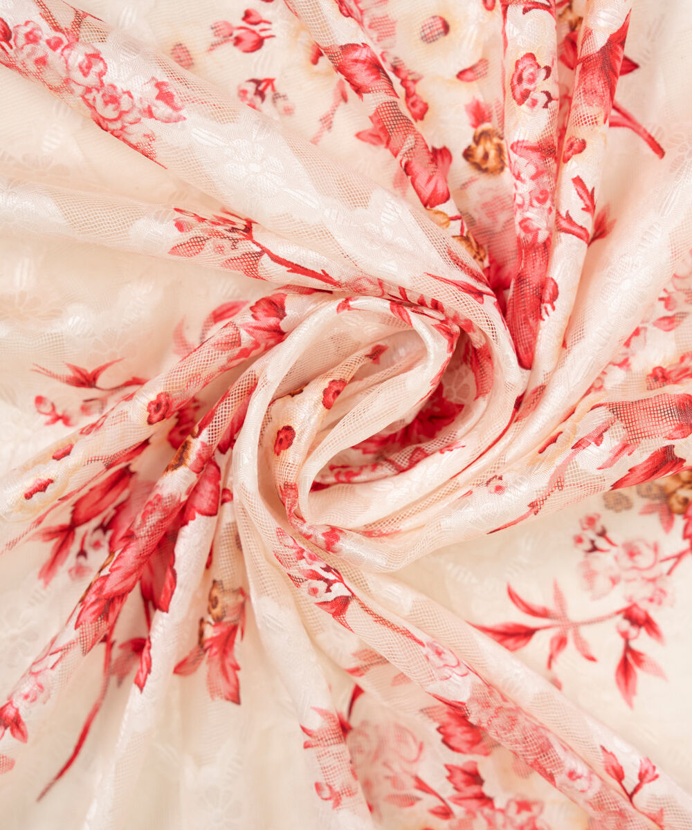 Brochea Jacquard Printed Off White Dupatta