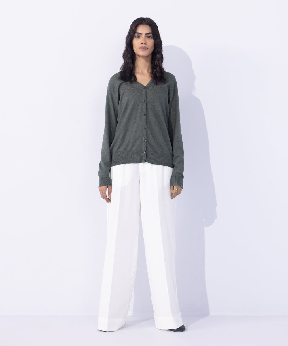 Woman - Grey Light Weight Knit Cardigan