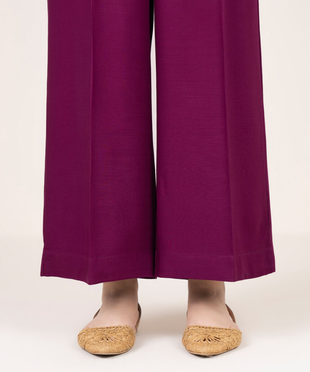 Women's RTW Arabic Khaddar Solid Magenta Culottes