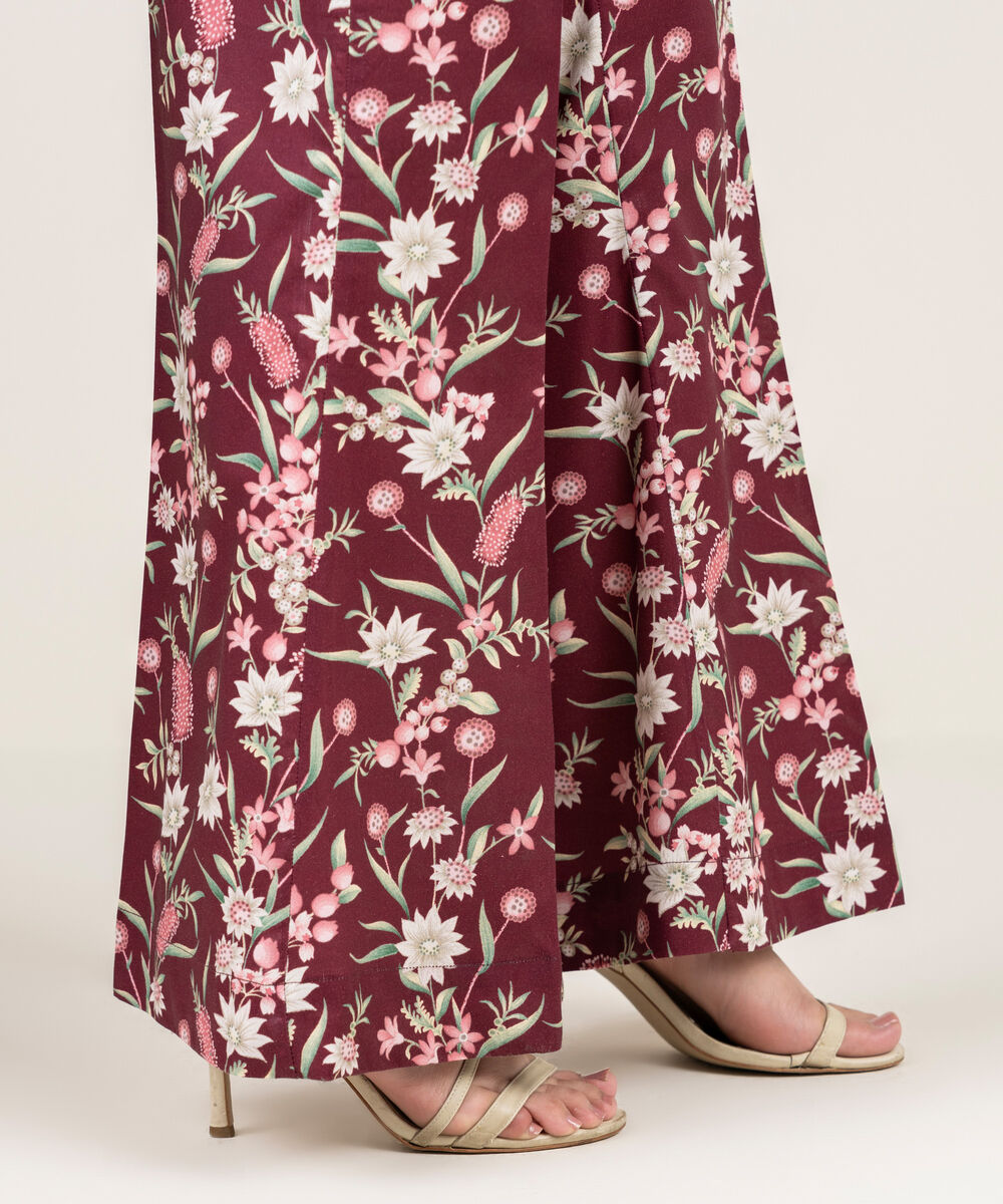 Women's RTW Cambric Printed Purple Flared Pants