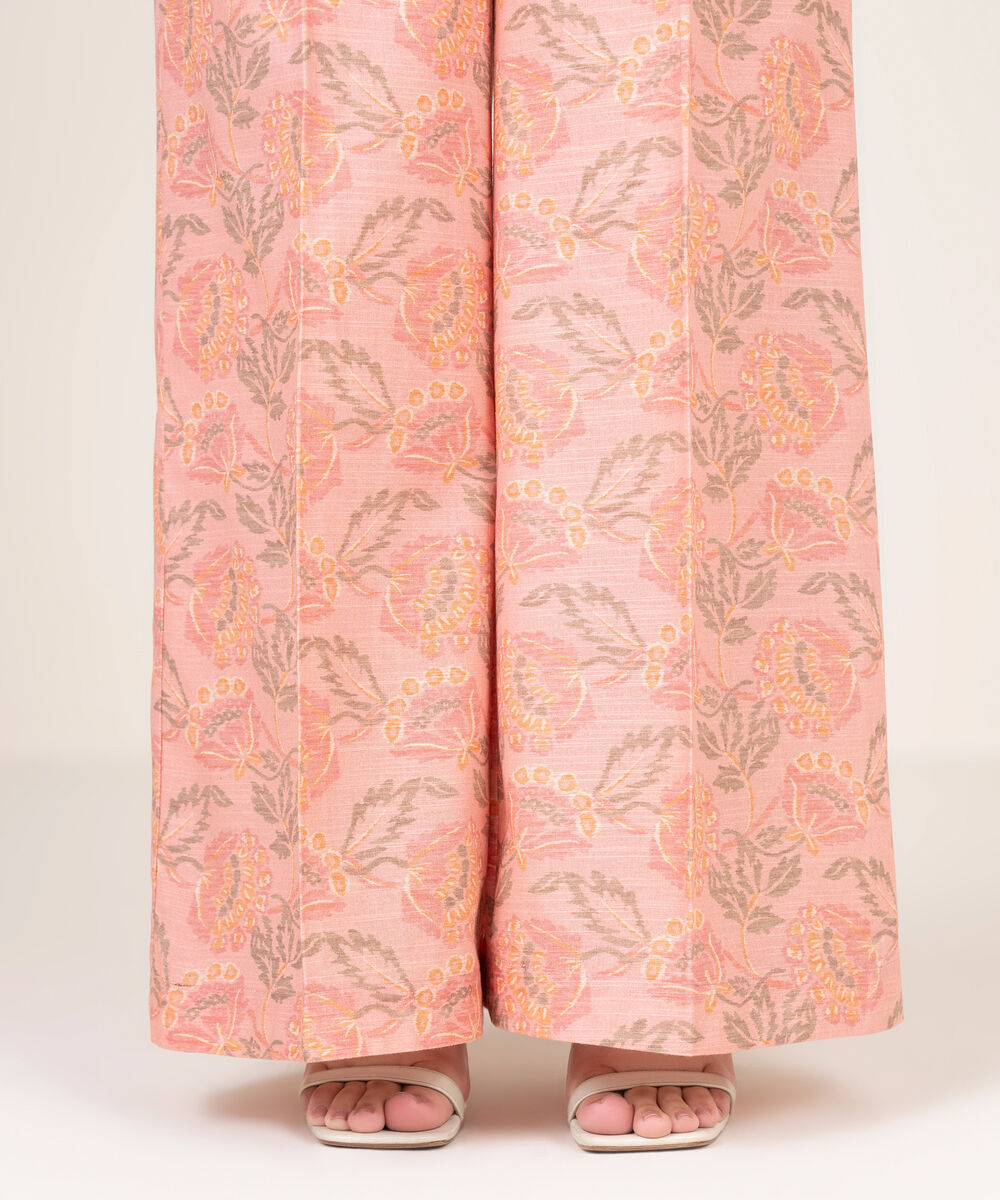 Women's RTW Light Khaddar Printed Pink Culottes