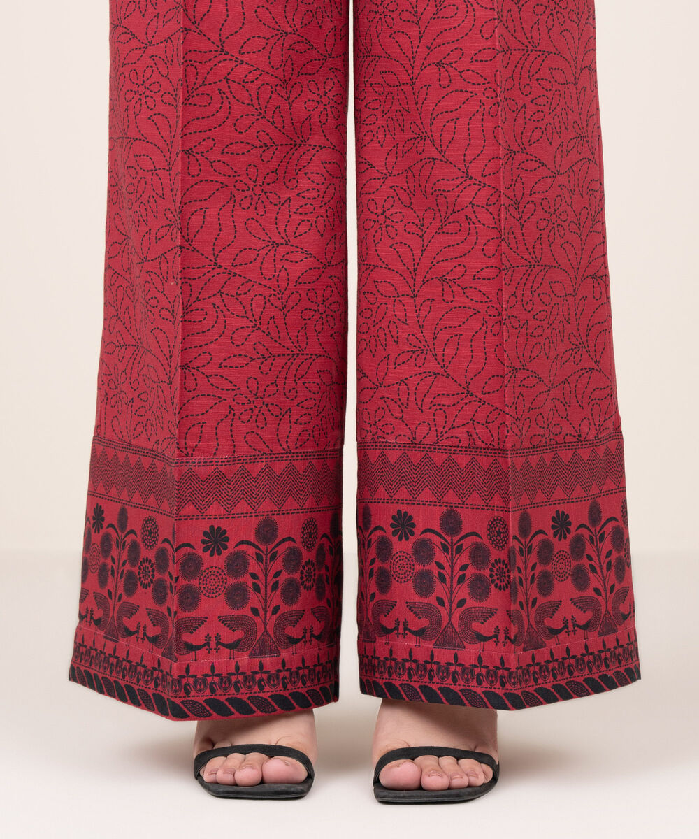 Women's RTW Cotton Printed Red Culottes