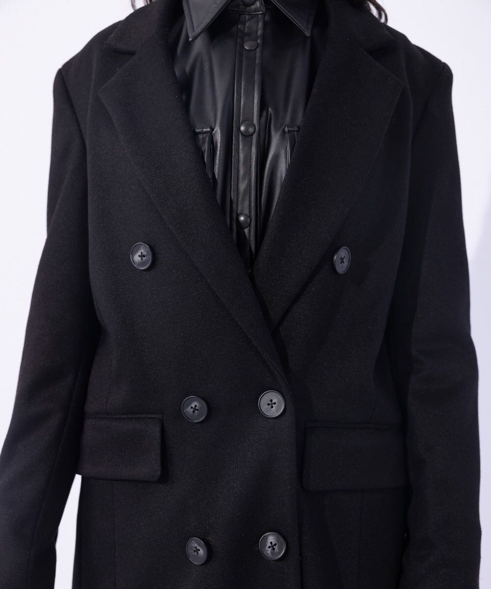 Woman - Black Double Breasted Long Coat