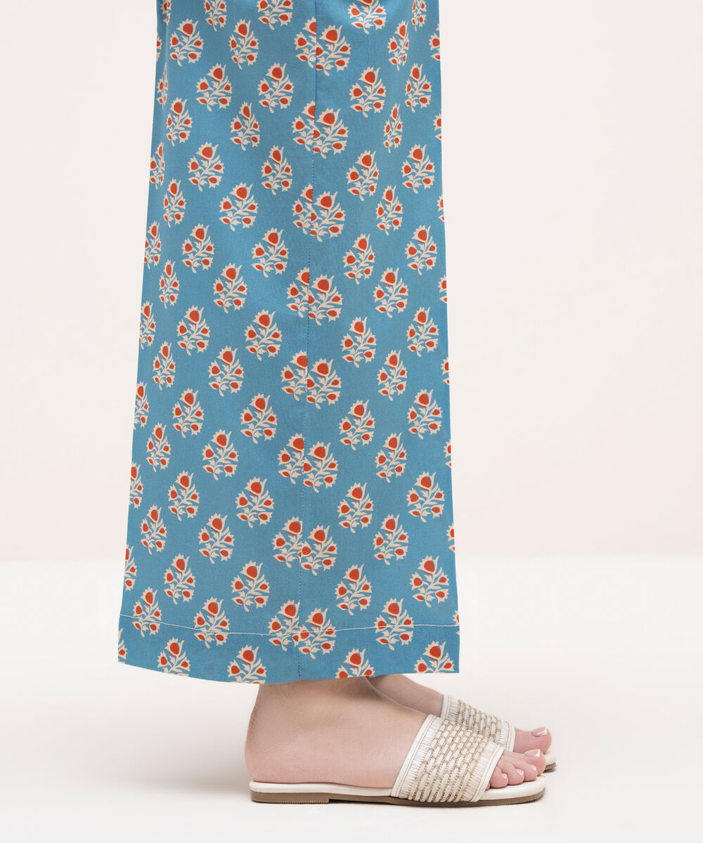 Women's RTW Cotton Viscose Blue Printed Culottes