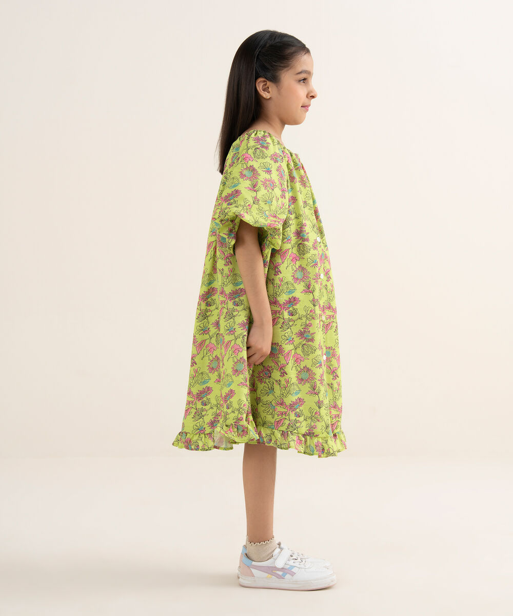 Girl's Khaddar Printed White Frock