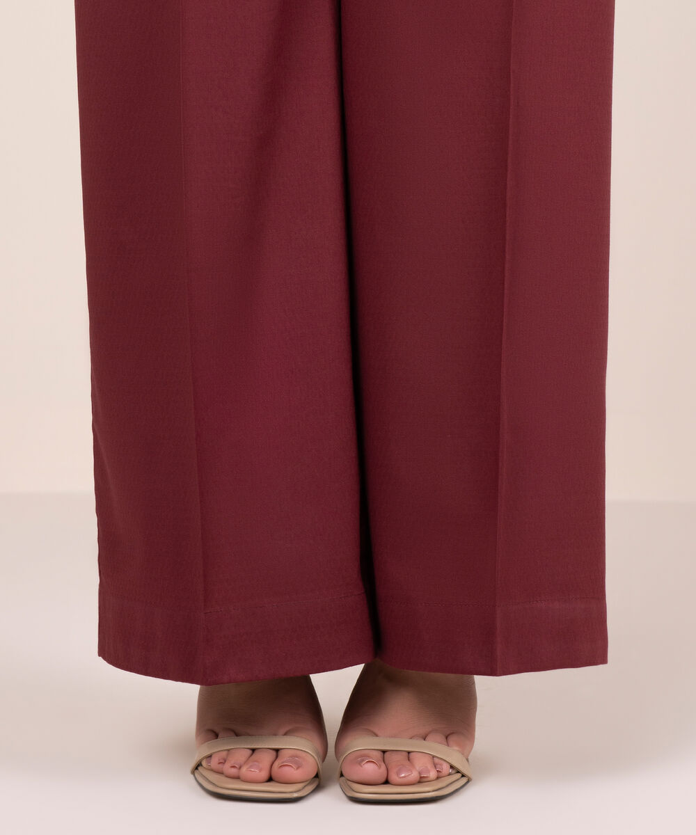 Women's RTW Dobby Solid Red Culottes