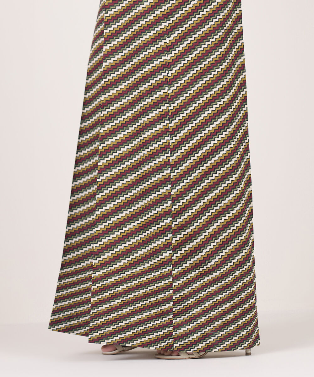 Women's RTW Cambric Brown Printed Flared Pants