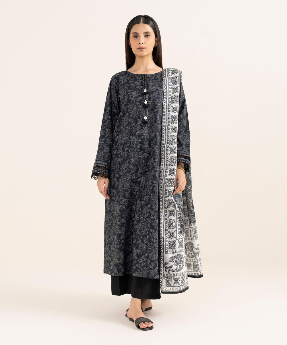 Lawn Black Printed Dupatta