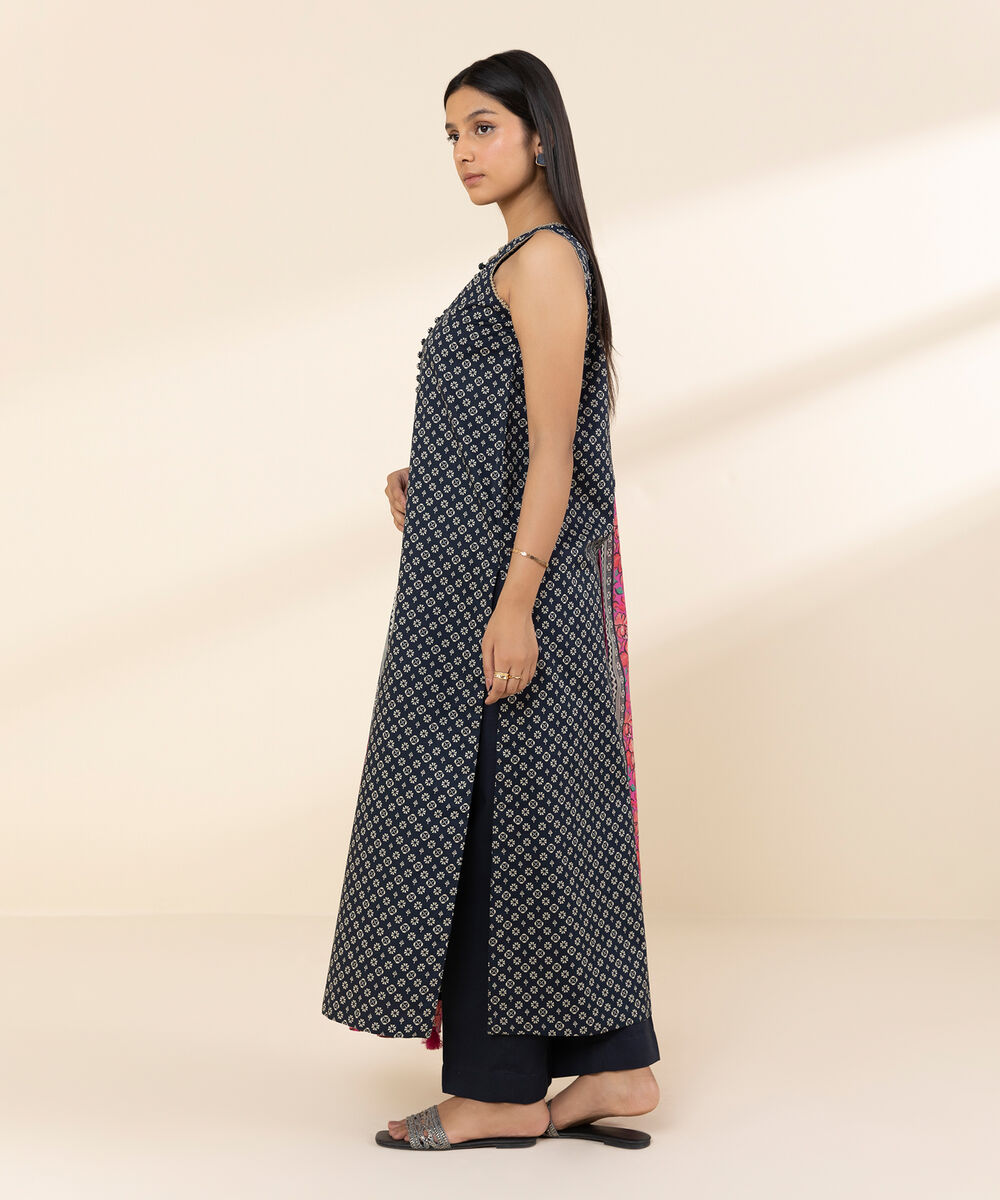 Women's Unstitched Lawn Printed Black 3 Piece Suit