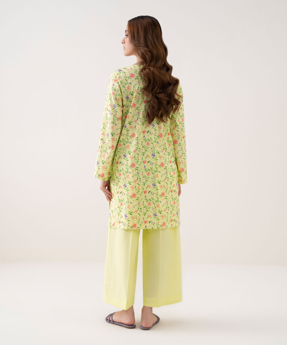 Women's RTW Cotton Viscose Embroidered Straight Yellow Shirt