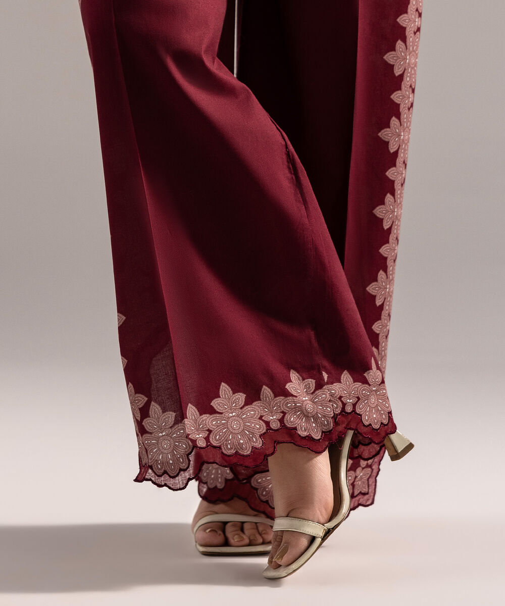 Women's RTW Cambric Printed Maroon Culottes