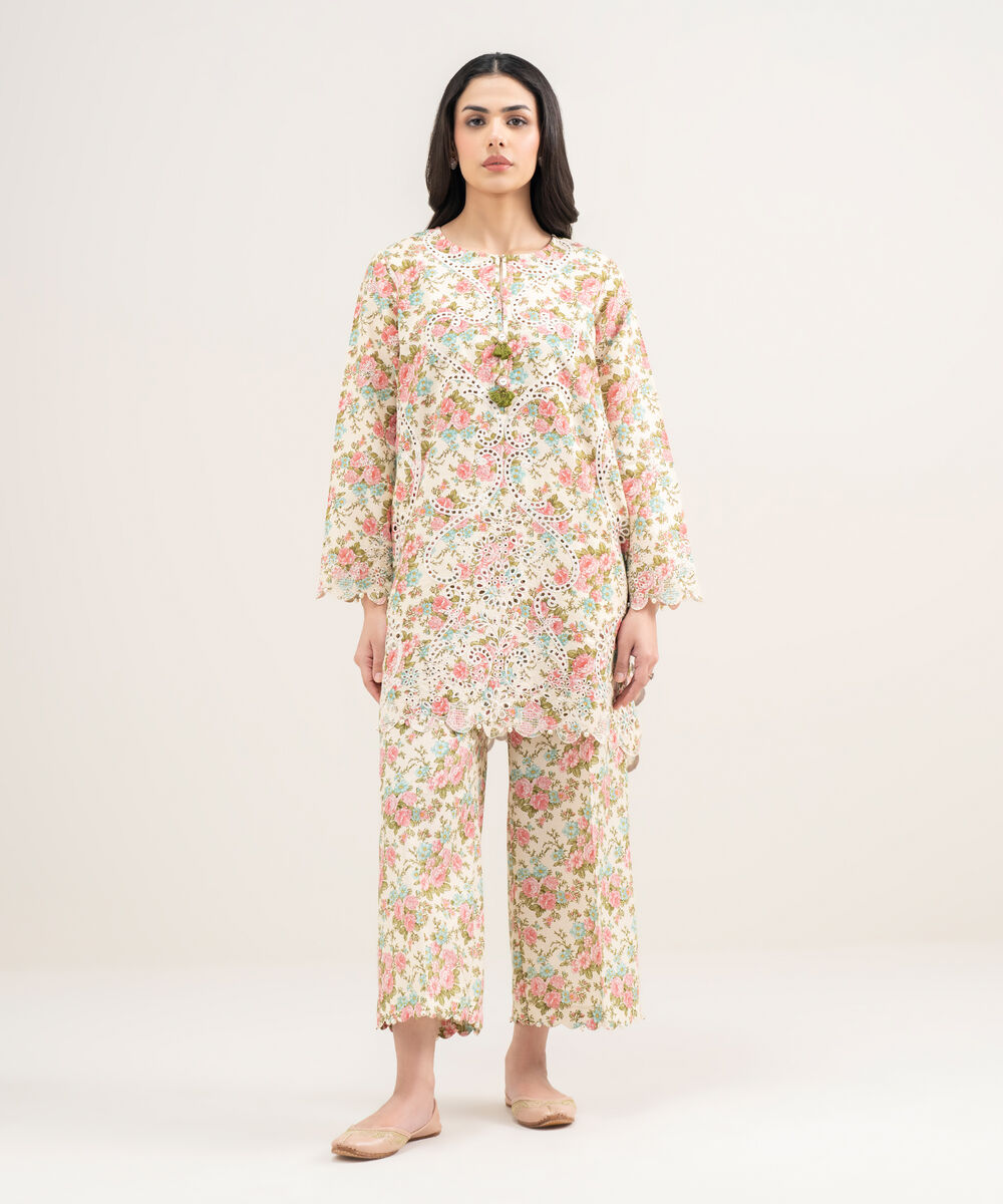 Women's RTW Zari Cotton Embroidered Multi Straight Shirt