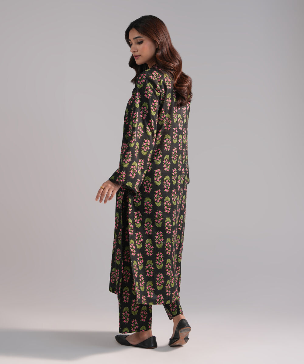 Women's RTW Crosshatch Printed Black Straight Shirt