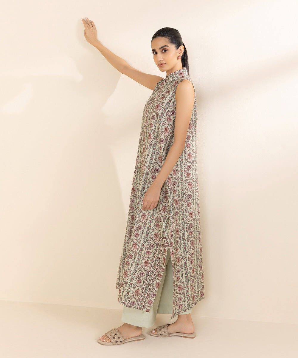 Women's Unstitched Khaddar Off White Printed Shirt