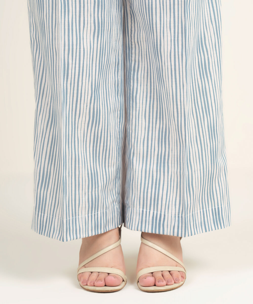 Women's RTW Crosshatch Printed White Culottes