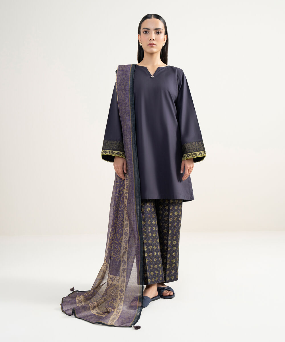 Manaar Printed Purple Dupatta