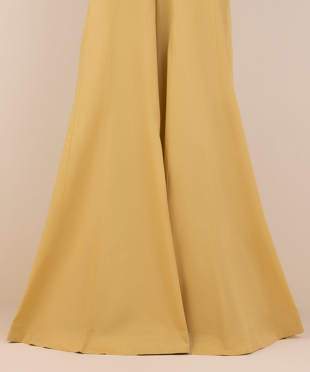 Woman - Yellow Solid Cambric Sharara