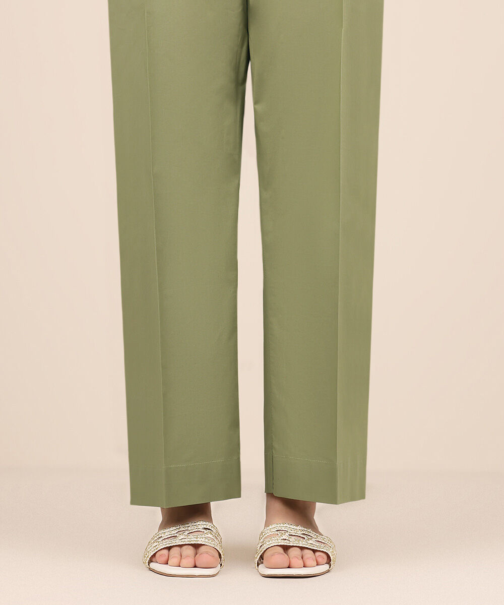 Women's RTW Cambric Green Solid Culottes