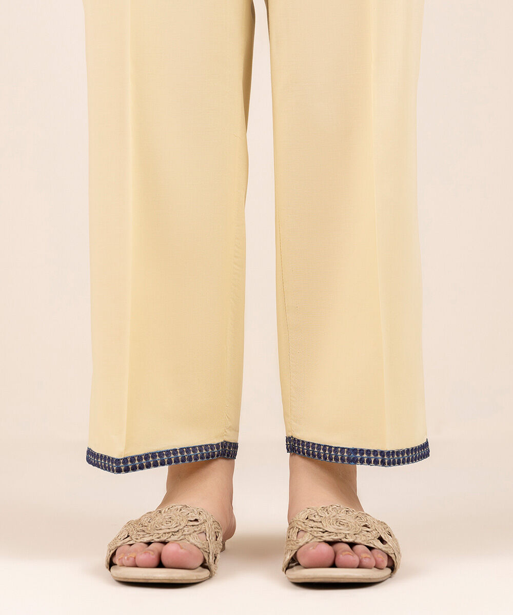 Women's Pret Cambric Beige Solid Culottes