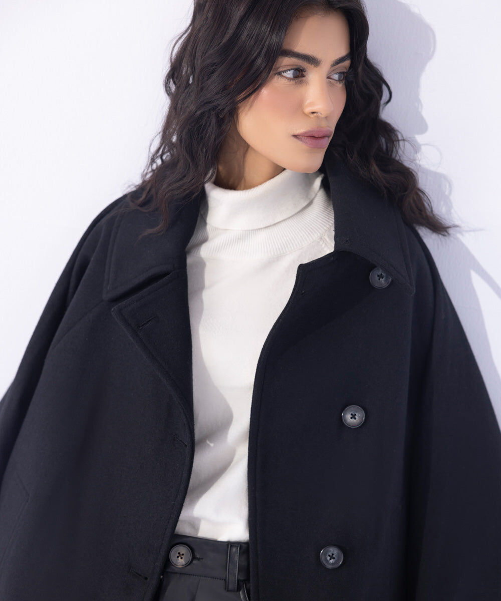 Woman - Black Cape Coat