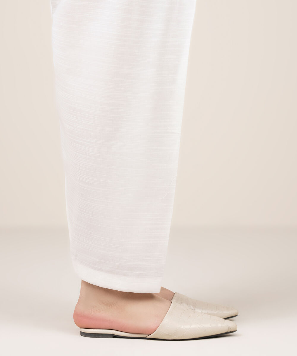 Women's RTW Khaddar Solid White Shalwar