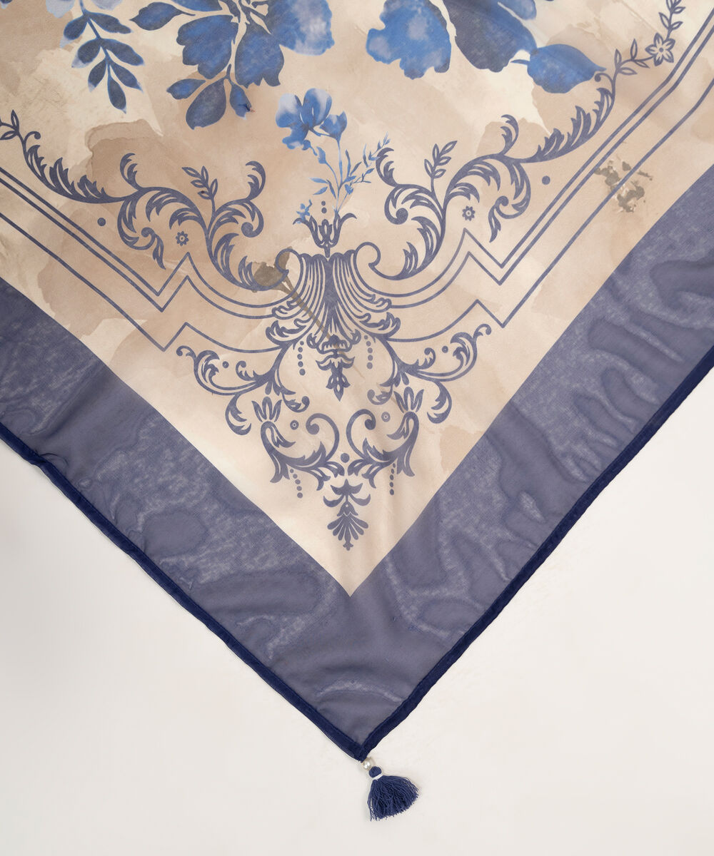 Blended Tissue Printed Beige Dupatta