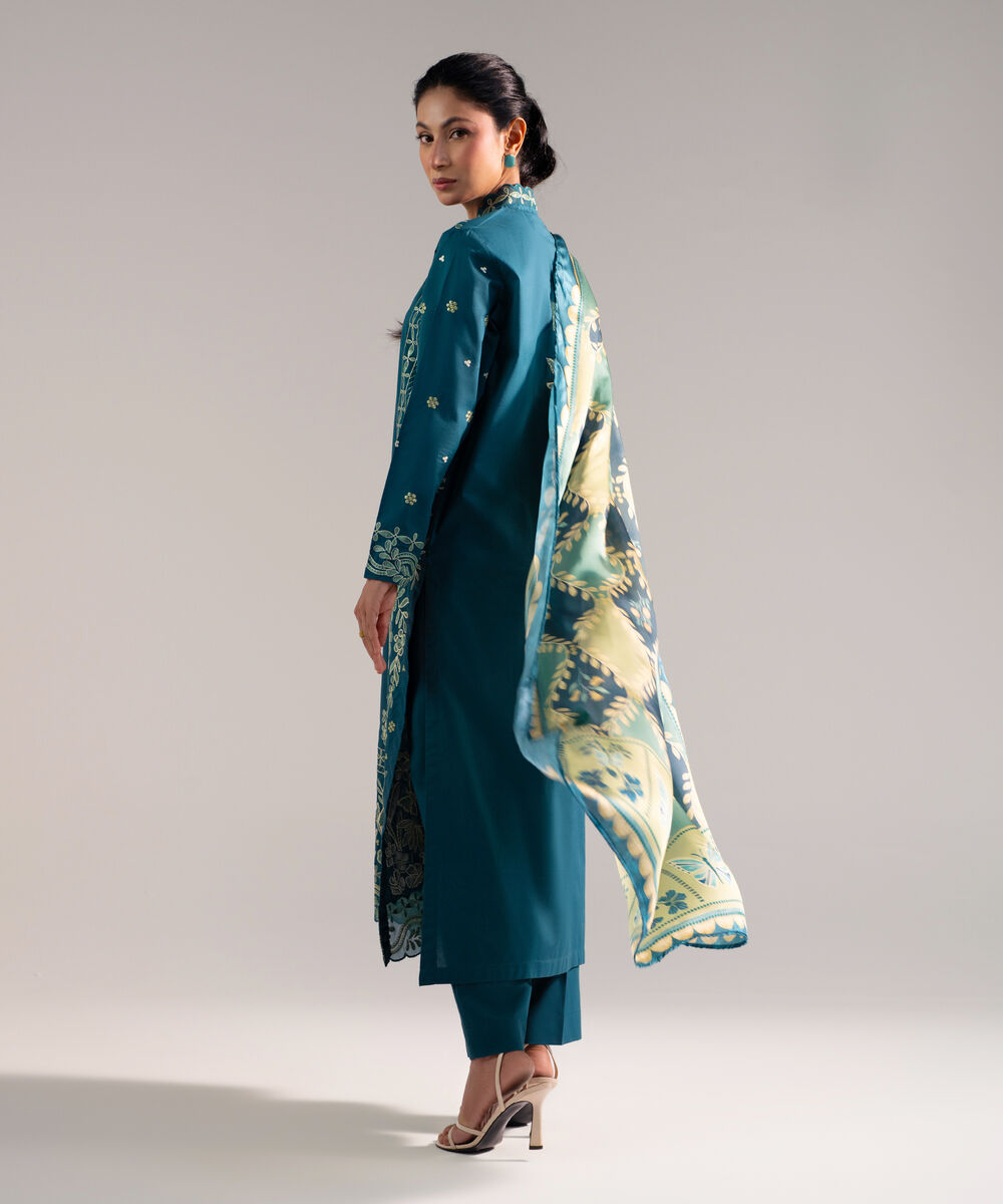 Women's Stitched for You Textured Lawn Green Embroidered 3 Piece Suit