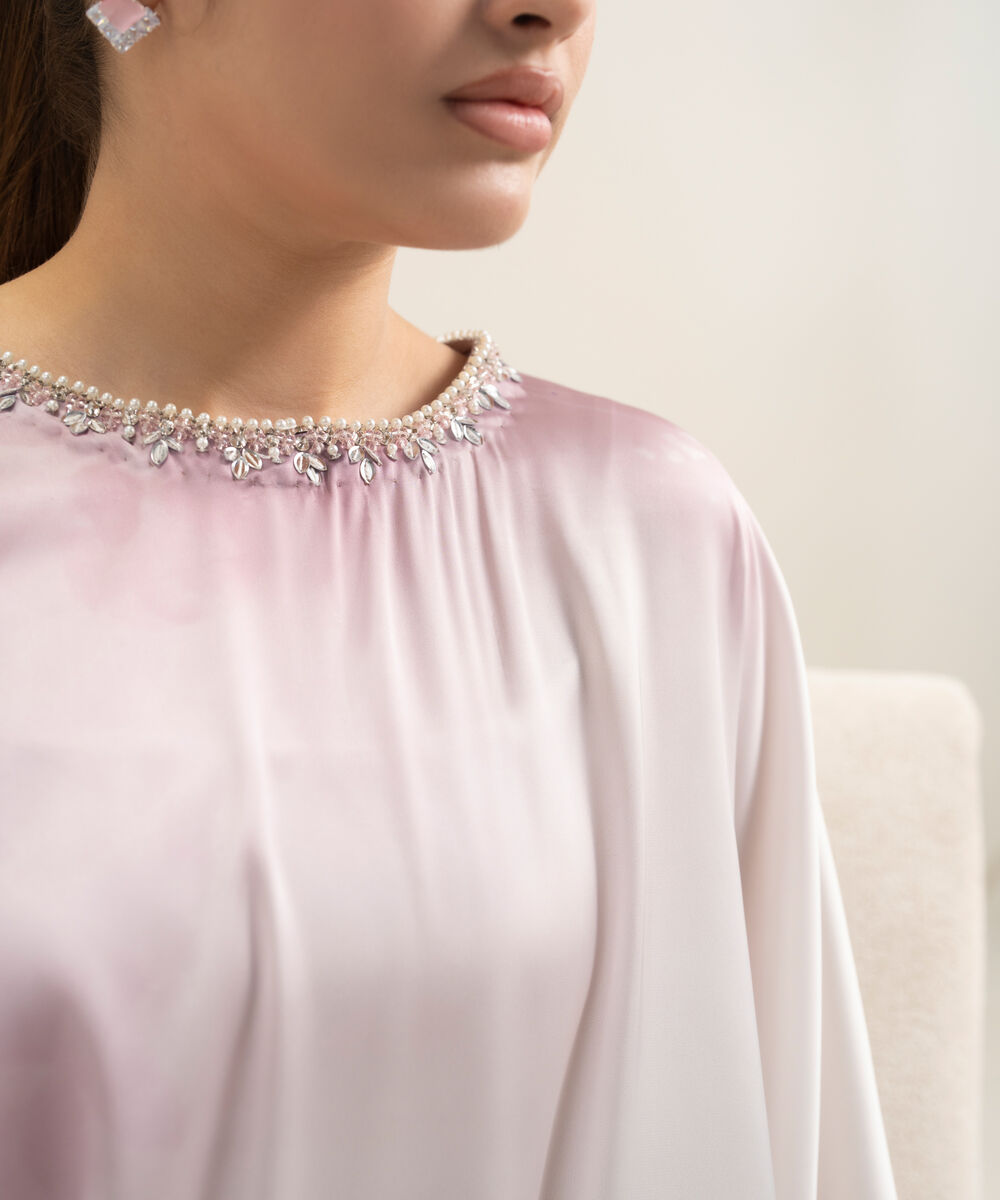 Women's RTW Blended Satin Printed Purple 2 Piece Suit