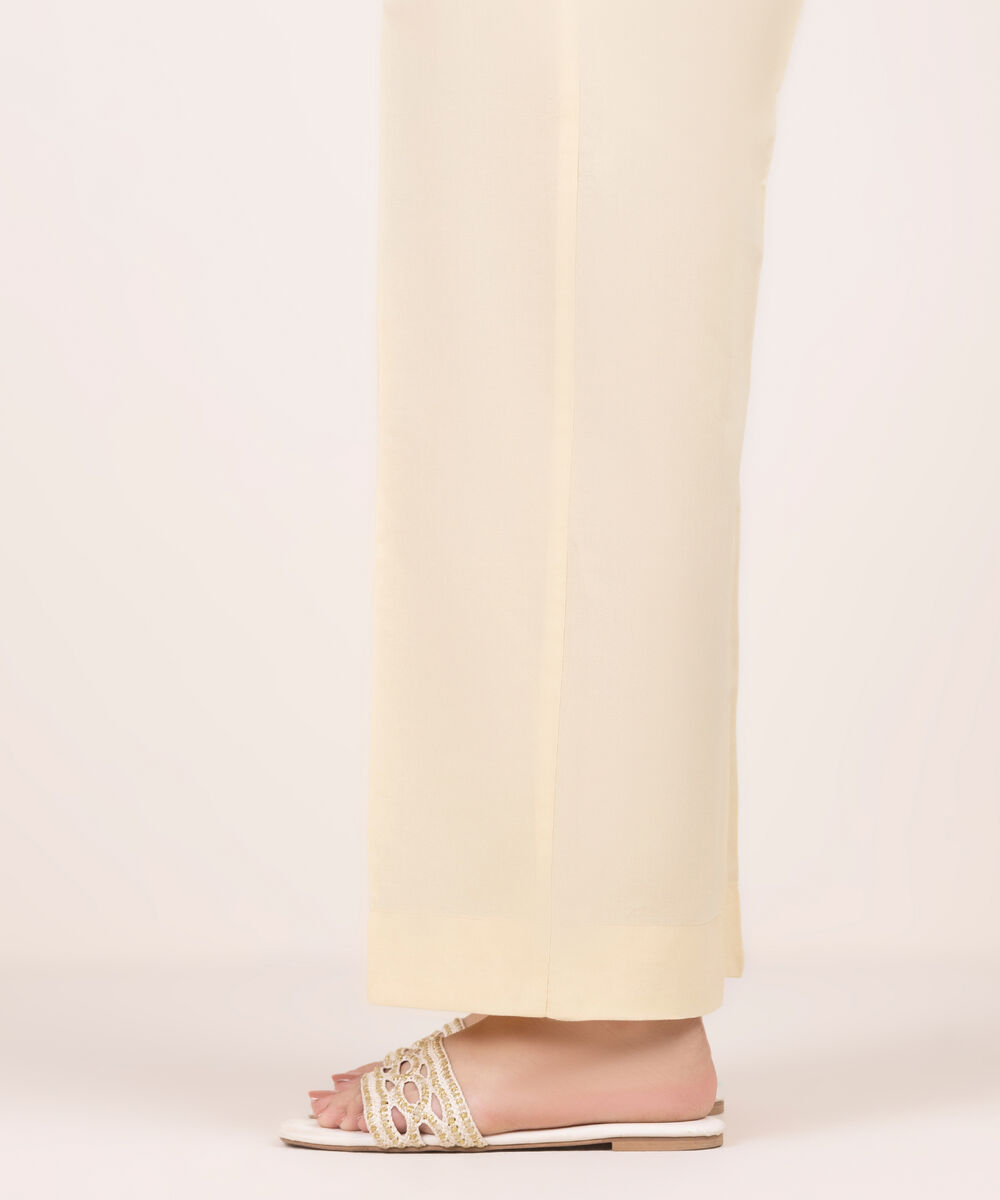 Women's RTW Cotton Viscose Solid Beige Culottes