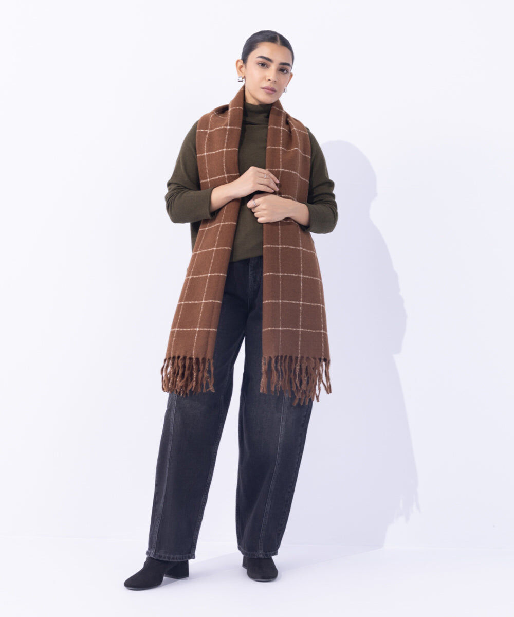 Woman - Brown Soft Woven Scarf