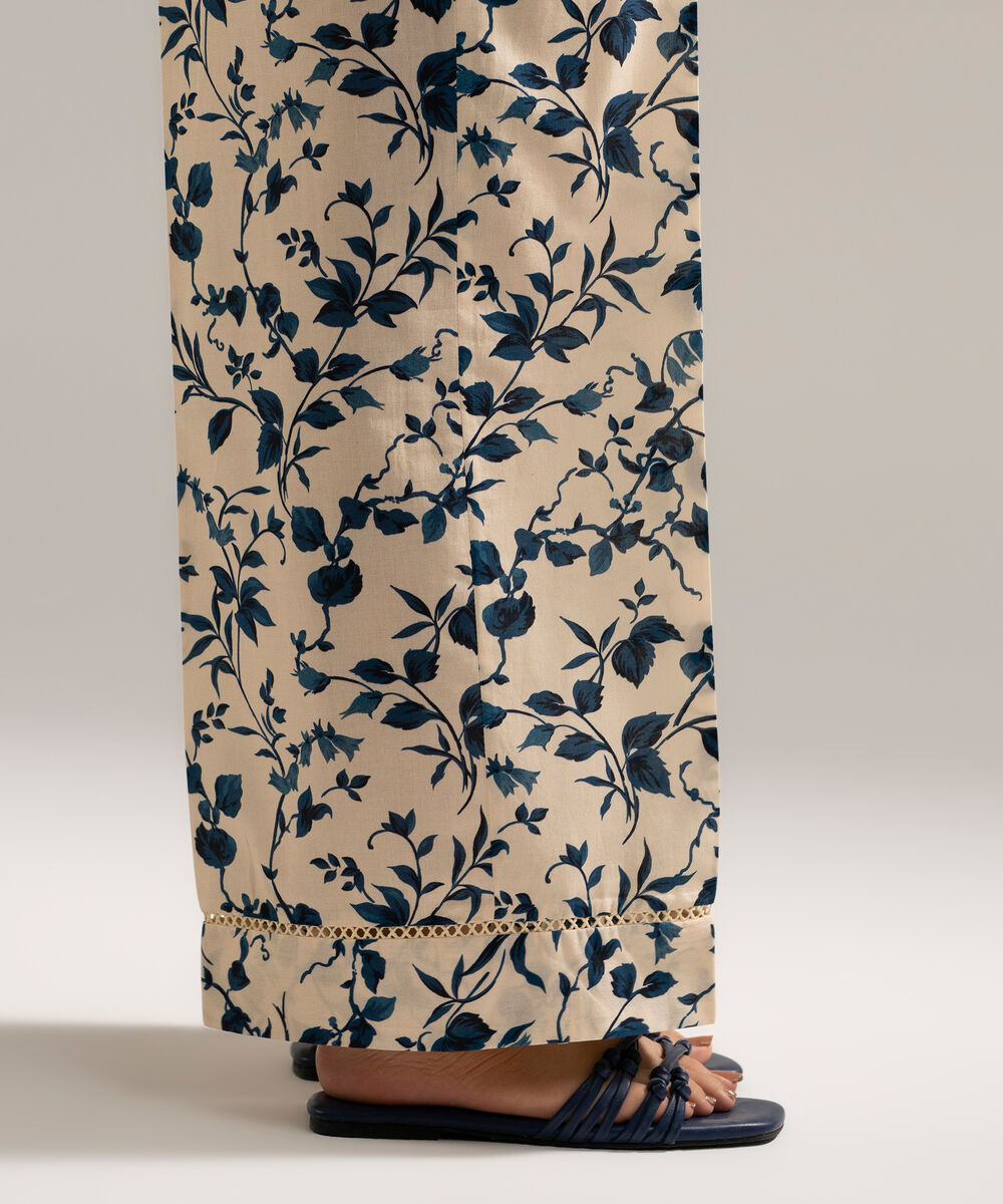 Women's RTW Cambric Printed Off White Culottes