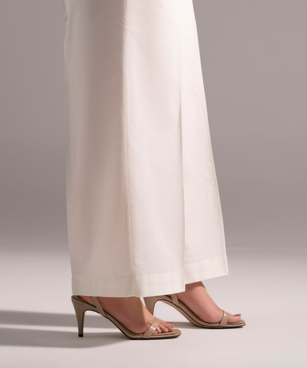 Women's RTW Cambric Solid Off White Culottes