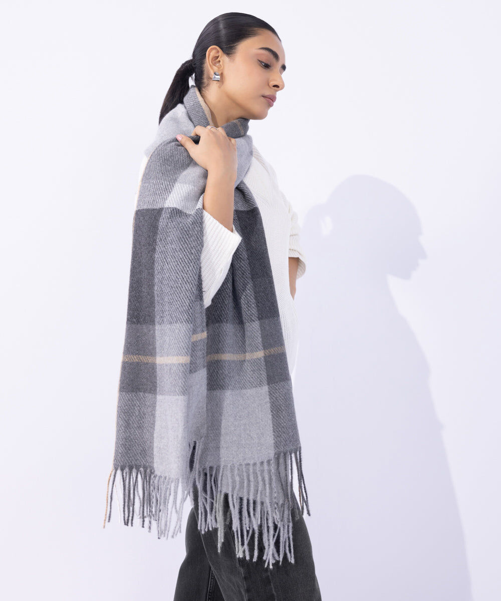 Woman - Grey Soft Woven Scarf