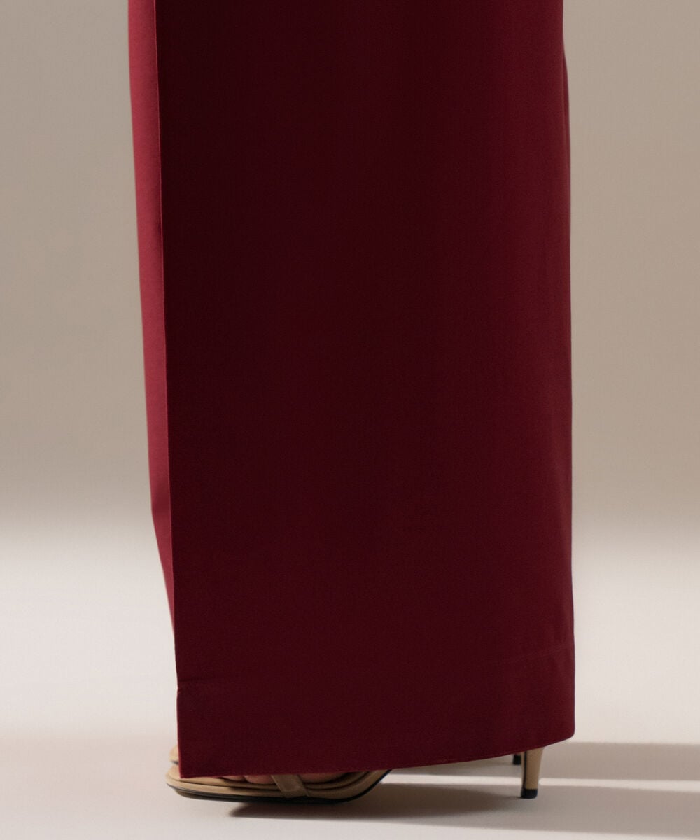 Women's RTW Cambric Solid Maroon Farshi Shalwar
