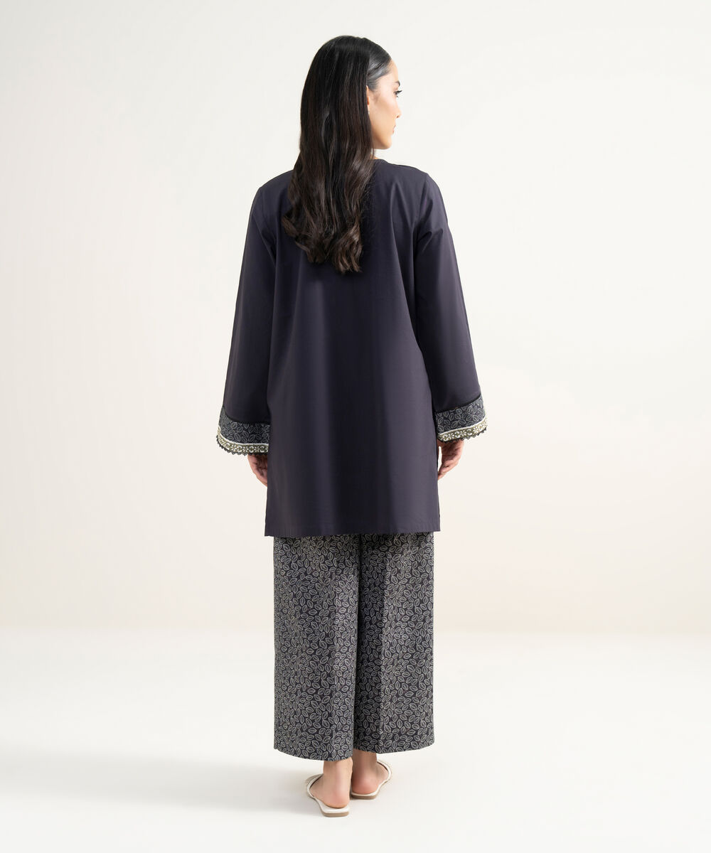 Women's RTW Cambric Solid Black Straight Shirt