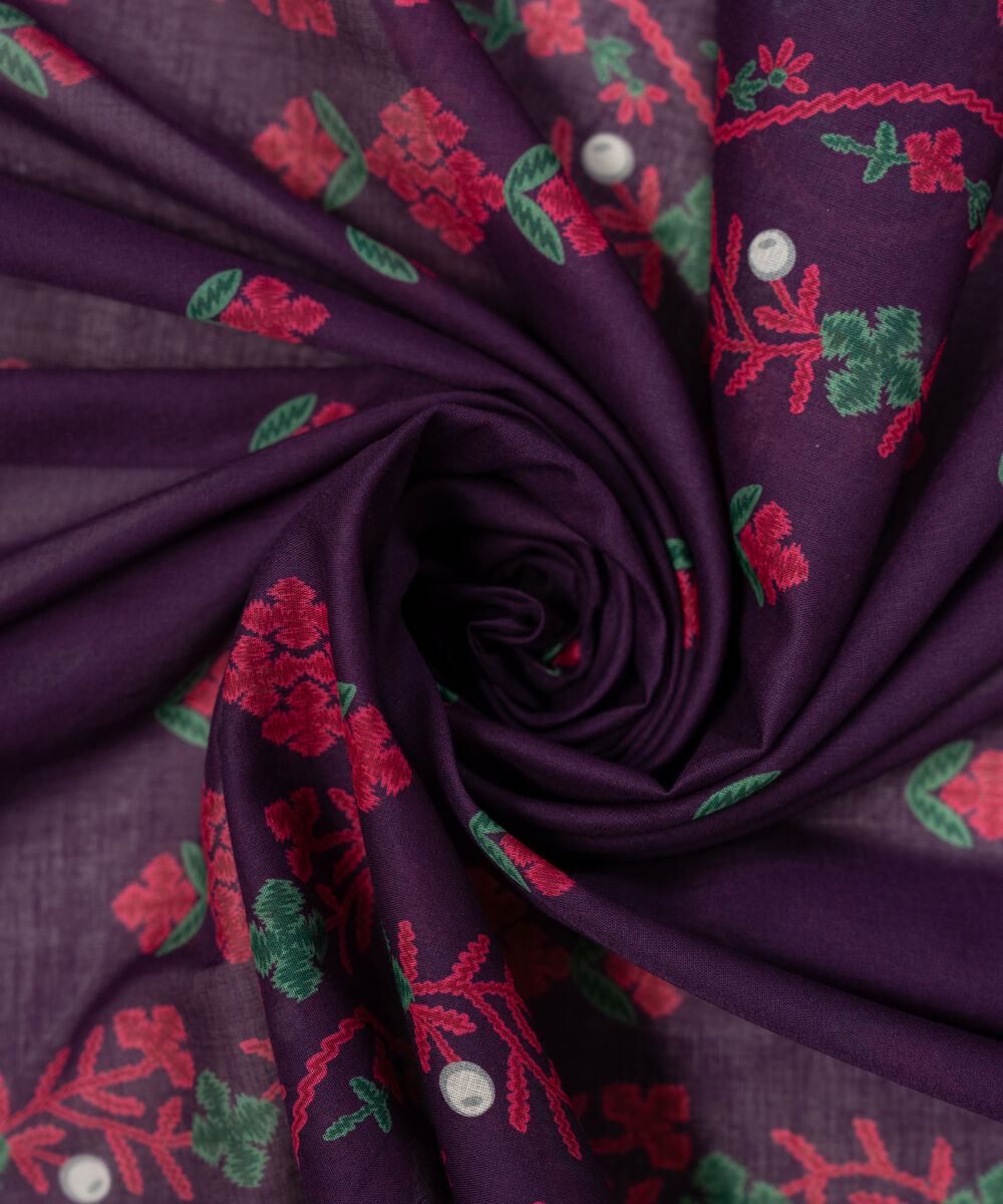 Lawn Printed Purple Dupatta