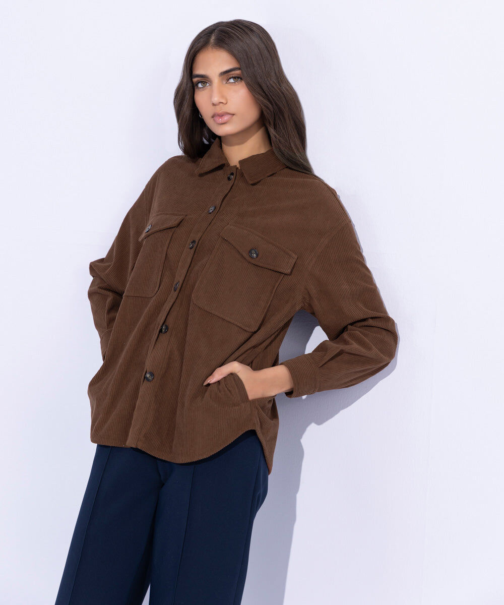 Woman - Brown Corduroy Overshirt