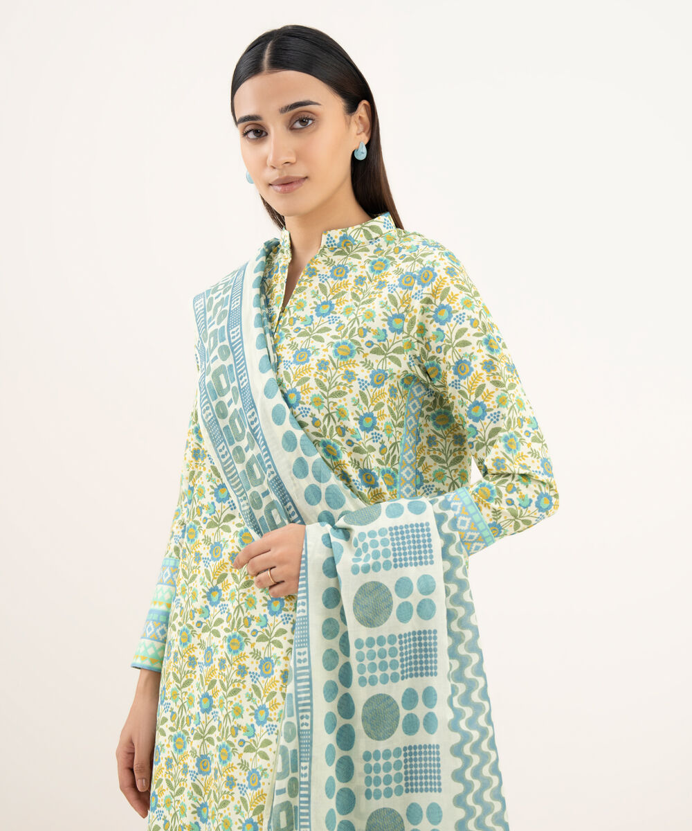 Women's Unstitched Lawn Printed Multi 3 Piece Suit