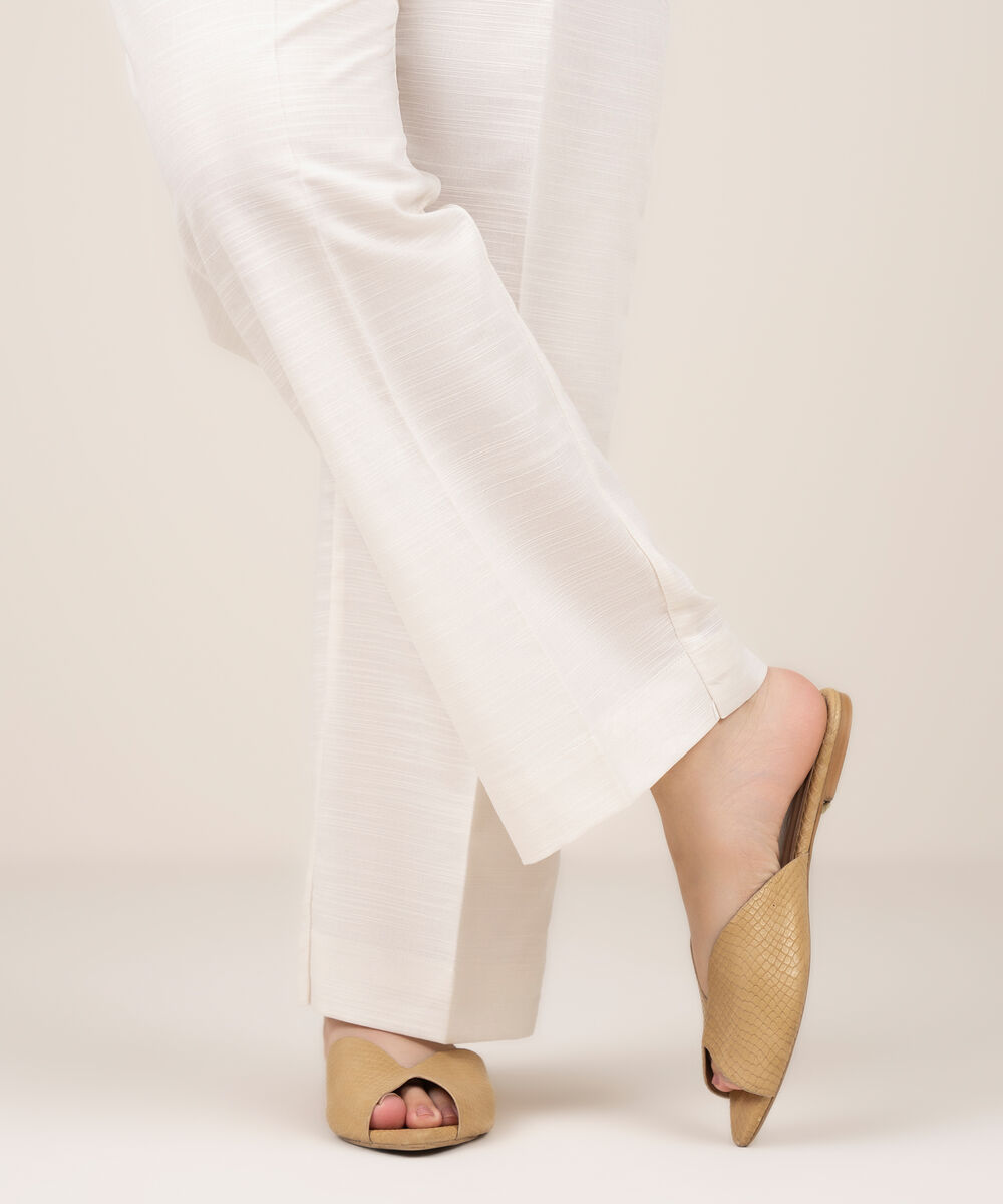 Women's RTW Khaddar Solid Off White Culottes
