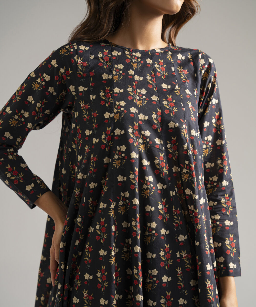 Women's RTW Lawn Printed Black Kalidar