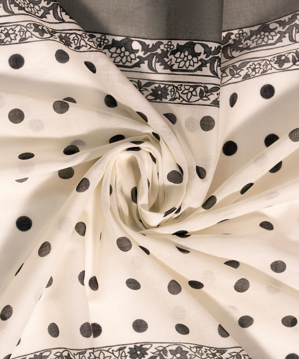 Lawn Printed White Dupatta