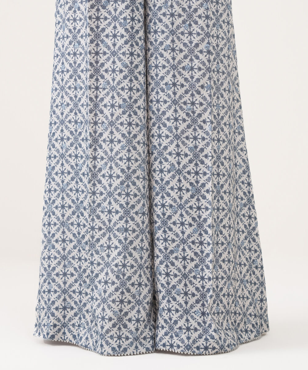 Women's RTW Viscose Raw Silk Embroidered White Sharara