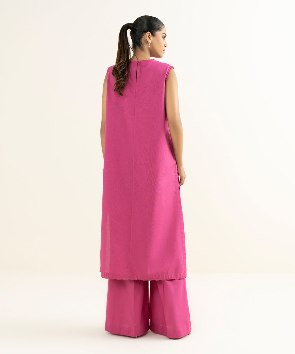 Women's RTW Multineps Embroidered Pink A-Line Shirt