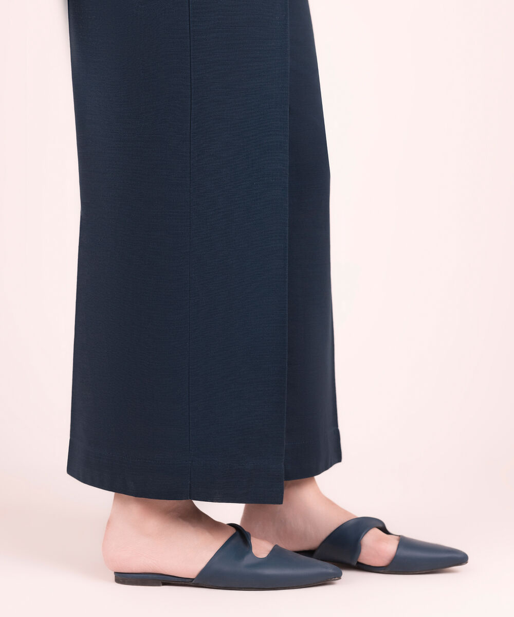 Women's RTW Cotton Solid Blue Culottes